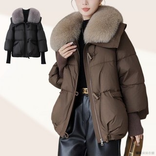 大尺碼短版麵包服 M-2XL 韓版毛毛領棉服外套 冬季寬鬆棉衣大碼外套