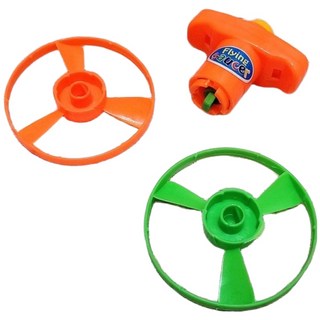 河馬班 懷舊童玩 按壓螺旋飛盤組-商檢合格，戶外親子互動玩具，安全無毒材質，色彩鮮豔, 1個, 綠色 橘色