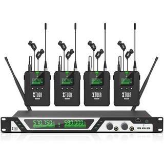 XTUGA SEM200 무선 인이어 모니터 시스템 스테레오 IEM 시스템 무대 모니터링용 4개 바디팩 포함 뮤지션 및 가수용 230피트 무선 거리 2개 100 UHF, 4 receiver + 1 transmitter