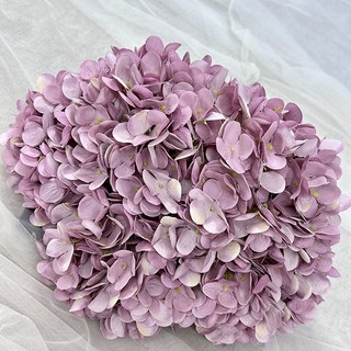 5頭石榴繡球花手工仿真花裝飾花材，客廳擺件花藝，仿真永生乾燥花，居家裝飾拍照道具, 淺紫色