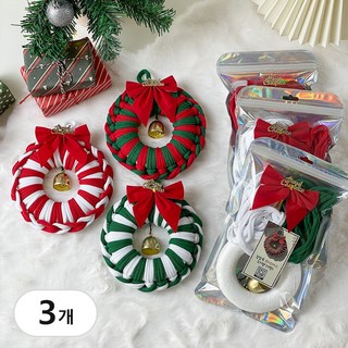 양말목 크리스마스 리스 만들기 세트 DIY 키트 선물, 혼합, 3개
