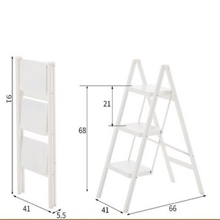 全鋼人字梯 家用人字梯 折疊梯 梯子 伸縮梯 摺疊梯 工作梯 工具梯 家用梯, 1個, 【全鋼款冰川白/三步梯】可折疊收納更耐重