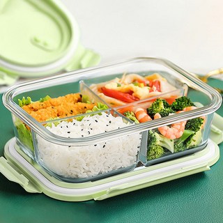 오븐글라스 밀폐용기 반찬통 전자레인지 내열유리 4칸 900ml K946, 단품, 단품