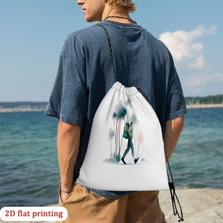 1개 숲 속 하이커 드로스트링 백팩 - 2D 플랫 프린트 혼합 컬러 유니섹스 일상용 멀티백 야외 활동 및 캐주얼 출퇴근용 여행용 배낭 내구성 있는 원단 가방