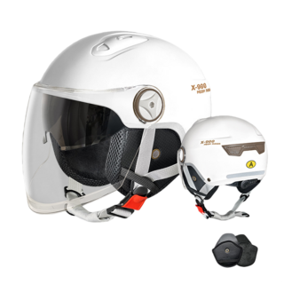 JODDA 오토바이 헬멧 3C 헬멧 안전모 자외선 차단 아동, 이중/길다/흰색