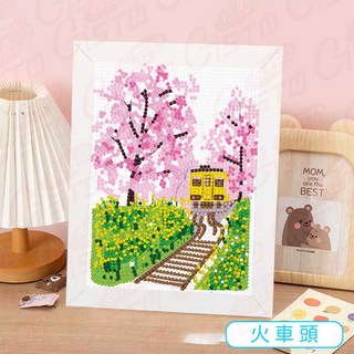 [精緻療癒手作]鑽石畫 多款式 點鑽 18*23cm DIY材料包 數字油畫 鑽石貼 交換禮物, 1個, 鑽石畫 火車頭