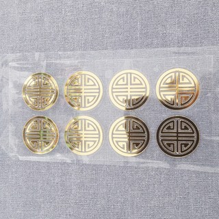 이로나 한복 전사지 전통문양 열전사 스티커 금박 은박 길상문 꽃문양, 1개, 길상문원형-금박2.5cm직경/8개