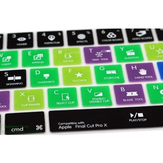 Final Cut Pro X 핫 키 단축키 실리콘 키보드 커버 키패드 스킨 Macbook 13 15 터치 바가있는 /, 1개, 한개옵션0