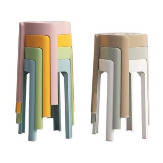 多用途圓形塑膠凳，加寬椅面設計，堅固耐用，防滑靜音，可疊加收納，多色可選, 卡其, 1件