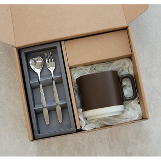 [스티커 제작 끈박스 완포장 답례품] [티스푼/포크 2p + 머그 세트] 개인 단체 기관 행사 선물 추천, 1) 마카롱머그 (10개 미만 구매 불가), 4) 티티 실버 티스푼 포크, 40개 이상 구매시 선택하세요, 1개