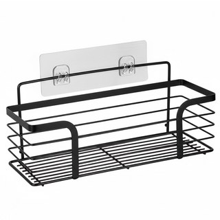 擎昀 304不鏽鋼浴室廚房置物架 免釘免鑽 多功能收納 瀝水設計, H01LB大款 烤漆黑, 1個