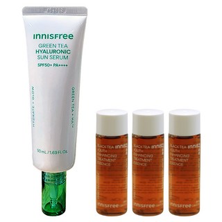 이니스프리 그린티 히알루론산 진정수분 선세럼 50mL+(블랙티 트리트먼트25mlX3개 증정), 3개, 25ml