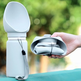 펫블리스 애견 산책 휴대용 실리콘 접이식 강아지 물컵, 1개, 그레이