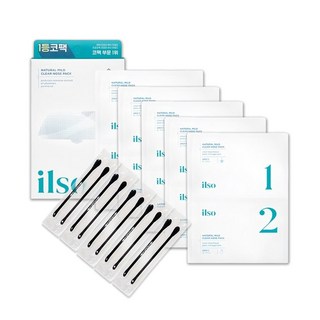 ilso 韓國 粉刺導出液 化妝棉片 粉刺刮棒 粉刺清潔鼻貼 1盒五片 組合, 1個, 溫和舒緩粉刺清潔鼻貼1盒五片