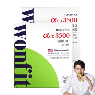 원핏 알파CD 3500 제로파우더 라이트 알파시클로덱스트린 레몬맛 245g, 70회분, 2개