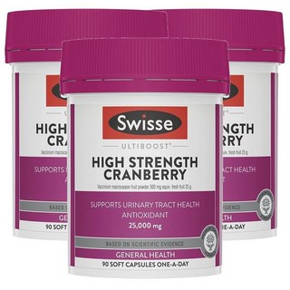 호주 스위스 Swisse Cranberry 하이 스트렝스 크랜베리 25 000mg, 3개, 90정