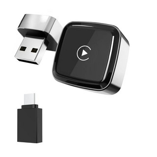 에브리핏 차량용 초슬림 미니 2IN1무선 카플레이 안드로이드 오토 호환 어댑터, 실버, CA-29