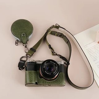 소니 A7C II Mark 가죽 스트랩 파우치 1/4 나사 용 카메라 하프 케이스베이스 플레이트 보호대, 20 BaseStrapBag 19Green