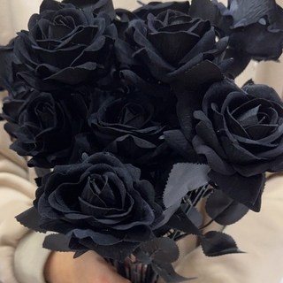 仿真玫瑰花 INS網紅花束 單支大玫瑰 仿真花 人造花, 黑色, 1個