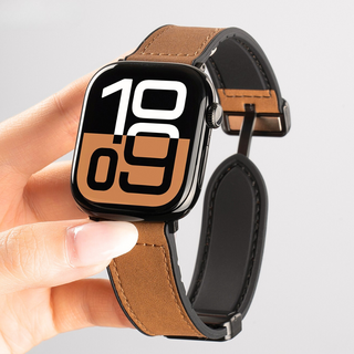 밴드톡 애플워치 호환 실리콘 가죽 마그네틱 스트랩 다크브라운 제품 사진