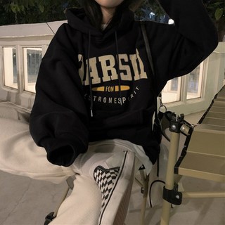 加絨連帽衛衣 韓版寬鬆BF風情侶裝