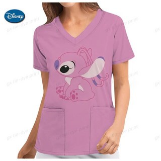 반팔티 스티치 프린트 병원 간호 수술 스크럽 상의 여성 반팔 치과 진료소 작업복 블라우스 의사 의류