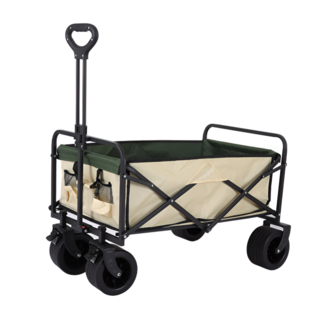 대형 캠핑 웨건 접이식 카트 이동식 폴딩 왜건 광폭타이어, 1개, 베이지+그린