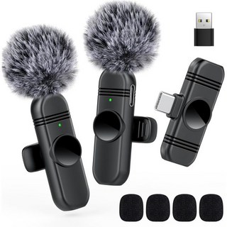 iPhone 및 iPad용 라펠 마이크 녹음을 위한 노이즈 감소 기능이 있는 클립인터뷰 라이브 스트리밍 팟캐스트 콘텐츠 제작자 브이로그 틱톡 유튜브 2팩, TYPE-C