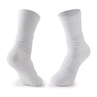 BT3 籃球襪 厚底毛巾底 運動襪 中筒襪 39-45尺寸, 白, 1個