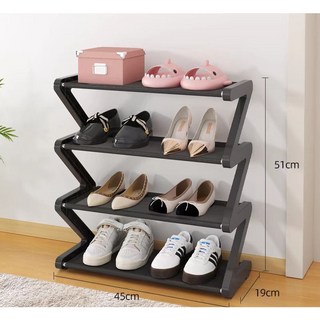 크리에이티브 Z형 신발 선반, 패브릭 4단 블랙, 1개, 3层    4层