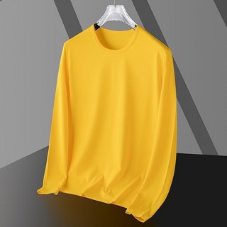 長袖排汗衫 涼感速乾衣 夏季薄款運動T恤, 長袖-黃色,2XL【建議57-67KG】