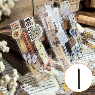 모를린 다이어리 꾸미기 빈티지 콜라주 저널링 스티커 세트 120매 | 핀셋 증정