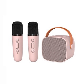 無線雙麥克風藍牙音響組合 便攜式K歌神器 多色可選 家庭聚會歡唱必備, 粉色, P2