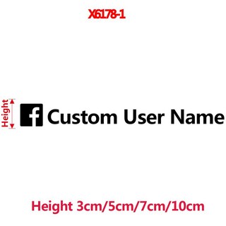 맞춤형 이름 소셜 미디어 사인 스티커 자동차 DIY 웹 사이트 페이스북 인스타그램 이름 로고 트위터 유튜브 데칼 자전거 오토바이, X6178-1, Height 5cm, Reflective Color