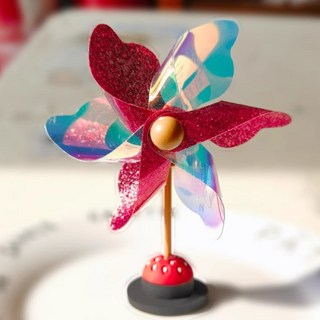 車載擺件汽車彩色小風車車內裝飾隨風旋轉摩托車電動車風車裝飾品, 1個, 【六葉】幻彩玫紅風車+幻彩金風車