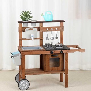 야외 주방 놀이 세트 과수원 채소밭 나무 조리대 물나오는 장난감, 1개, 야외주방A형세트