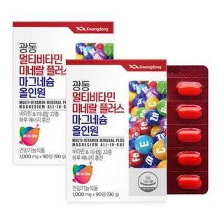멀티비타민 앤 미네랄 올인원 종합영양제 판토텐산 징크 나이아신 아연 셀렌 포맨 포우먼, 90정, 2개