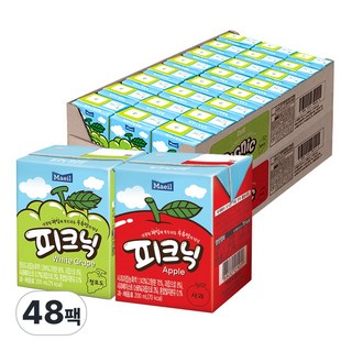 매일유업 피크닉 사과 200ml 24팩 + 피크닉 청포도 200ml 24팩, 48개