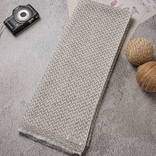 快快慢慢手作坊 窄版喀什米爾羊毛圍巾 小山形紋淺褐原色 脖圍 手工機織