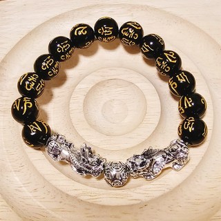 Sun_Plus 貔貅手鍊 復古泰銀 招財黑曜石手串 男士霸氣手鍊