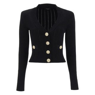 발망 크롭 니트 골드 버튼 가디건