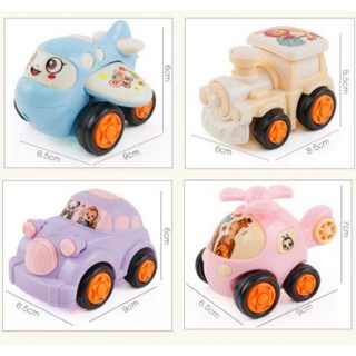 汽車玩具E5E 4入組慣性卡通車 小汽車總動員 滑行交通工具車 玩具車 交通車 兒童 慣性車 玩具 帶路標, 1個, 四入組／袋裝