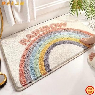 卡通浴室地墊 速乾防滑吸水腳踏墊 衛生間門口腳墊 衛浴廁所地毯, 大白兔奶糖-美C,60/40CM【羊絨精緻軟毛】, 1個
