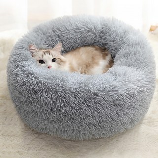 고양이 무중력 도넛 쿠션방석 숨숨집 반려견 반려묘 쿠션방석 50cm, 그레이