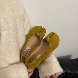 分趾鞋 瑪莉珍鞋 娃娃鞋 絨面軟底淺口單鞋, 綠色,36