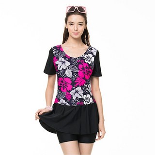 MIT 大女 連身四角泳裝 - 5L 加大尺碼, L