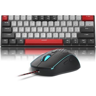 60% 메케니컬 게이밍 키보드 Mixed 컬러 키캡 키보드 브라운 스위치 Detachable 타입-C 케이블 미니 블루 LED 라이트 for PC/노트북 랩탑, black grey set(blue switch), black grey set(blue switch)