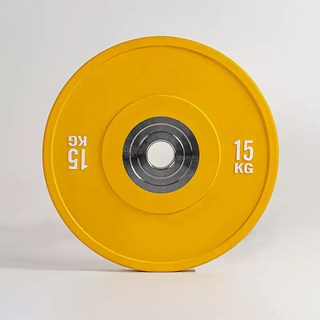 HOME GYM 競技全膠槓片 高彈力無異味加厚橡膠 多種重量選擇, 黃色, 1個, 15kg