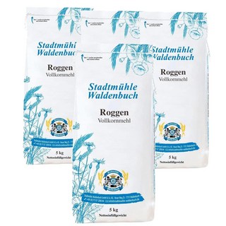 독일 Stadtmühle Waldenbuch Roggen Vollkornmehl 통곡물 호밀가루, 5kg, 4개