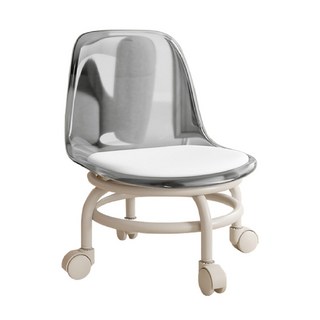 好的家居 可移動INS網美萬向輪矮凳 滑輪矮凳 滑輪椅 矮凳 椅凳 凳子 小椅子 板凳 靠背椅 滾輪椅 靠背矮凳, 1個, 【透灰】萬向輪矮凳 滑輪矮凳 滑輪椅, 透灰